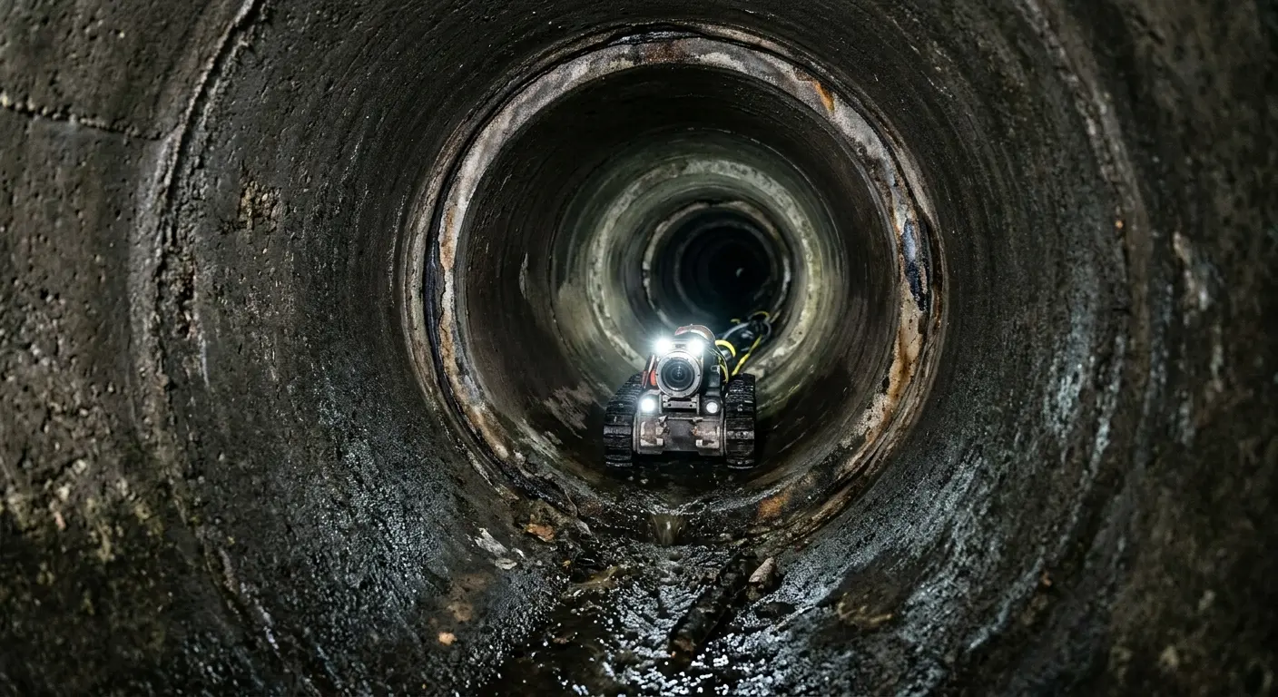 Robotic sewer camera inspecting pipe interior for Sewer Line Repair in Kingston